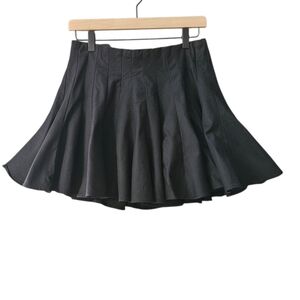 J. Crew Black Skater Skirt Pleats Size 4 Lined Cotton Spring 2025 Stretch Waist